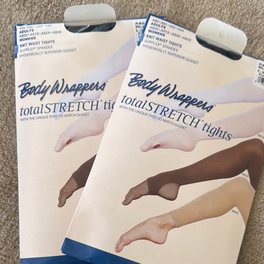 Body Wrappers Black Footed Tights 2 pair